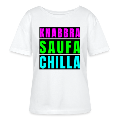 Knabbra Saufa Chilla Design – Rundhals Frauen Bio-T-Shirt - Weiß
