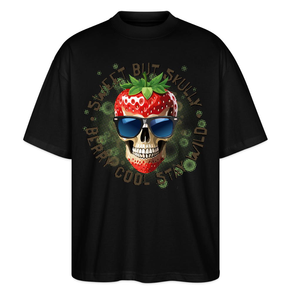 Strawberry Skull Design – Oversized Unisex Bio T-Shirt - Schwarz