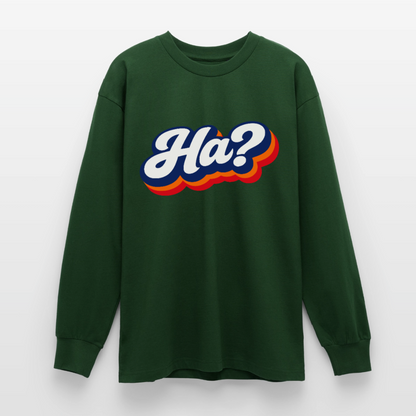 Ha? Design – Oversized Langarmshirt - Flaschengrün