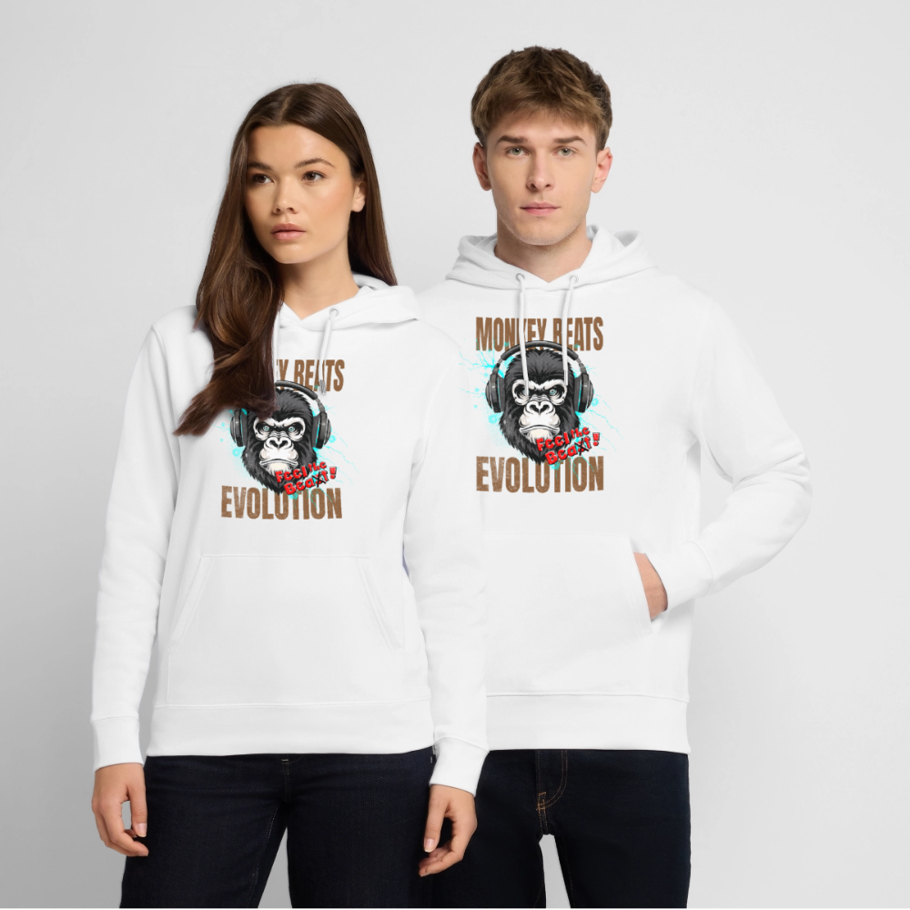 Monkey Beats Design – Unisex Bio-Hoodie - Weiß