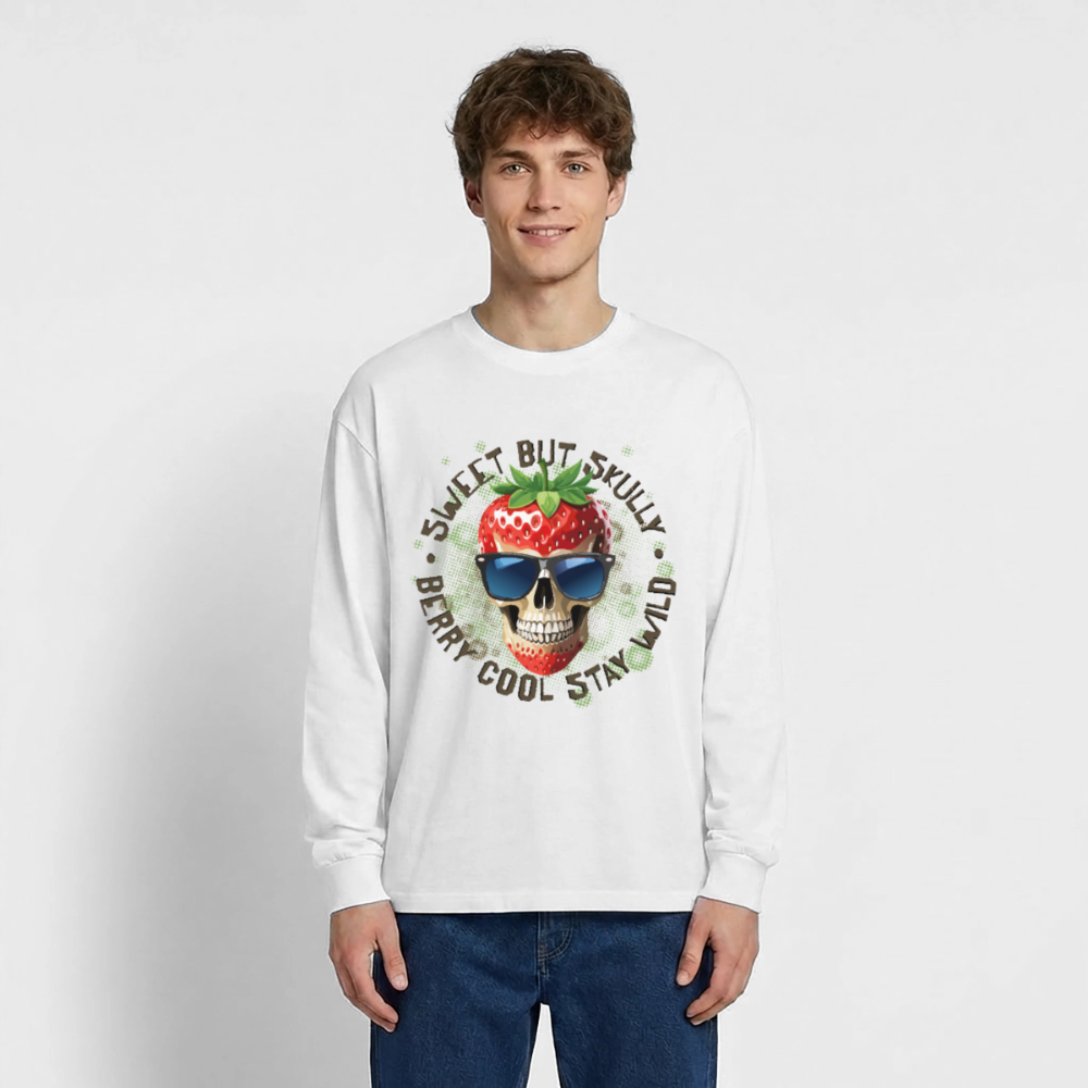 Strawberry Skull Design – Oversized Langarmshirt - Weiß