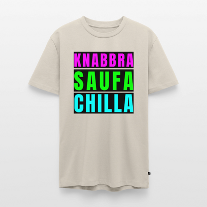 Knabbra Saufa Chilla Design – Männer Premium T-Shirt - Beige