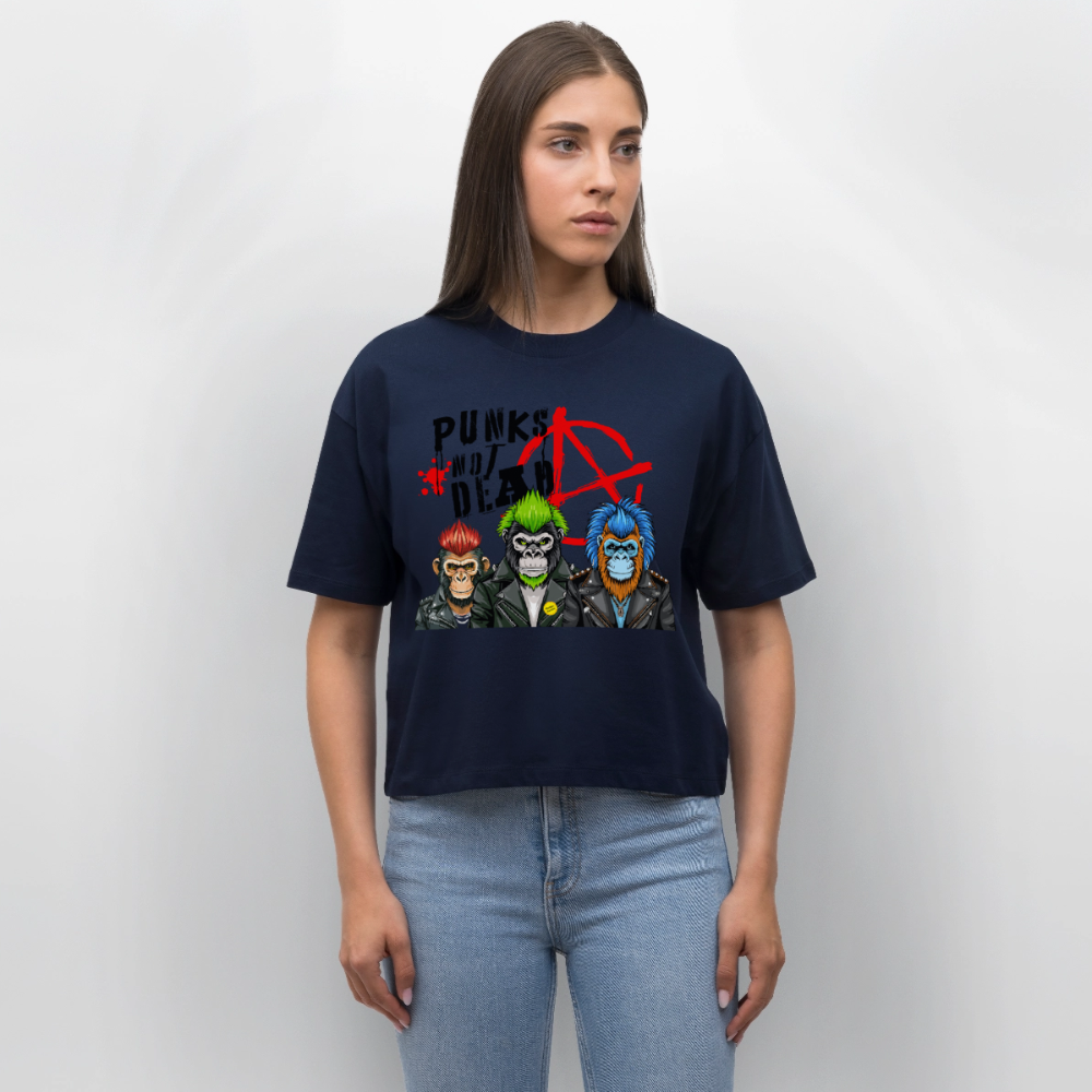 Punks Not Dead Design – Frauen Boxy Bio-T-Shirt - Navy