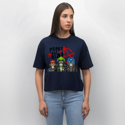 Punks Not Dead Design – Frauen Boxy Bio-T-Shirt - Navy