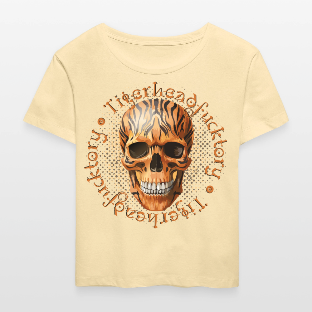 Tiger Skull Design – Rundhals Frauen Bio-T-Shirt - Creme