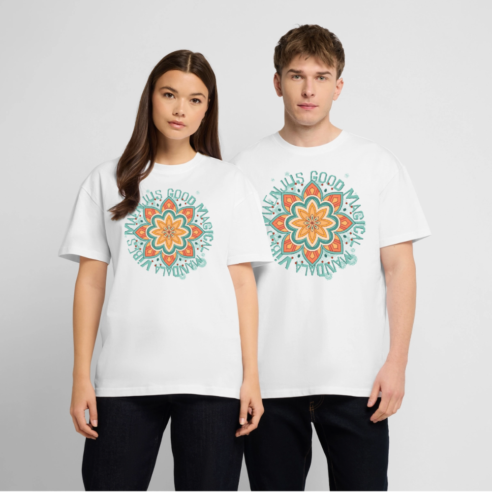 Mandala Türkis Design – Oversized Unisex Bio T-Shirt - Weiß