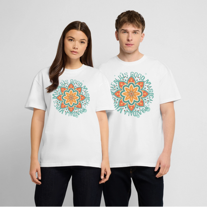 Mandala Türkis Design – Oversized Unisex Bio T-Shirt - Weiß