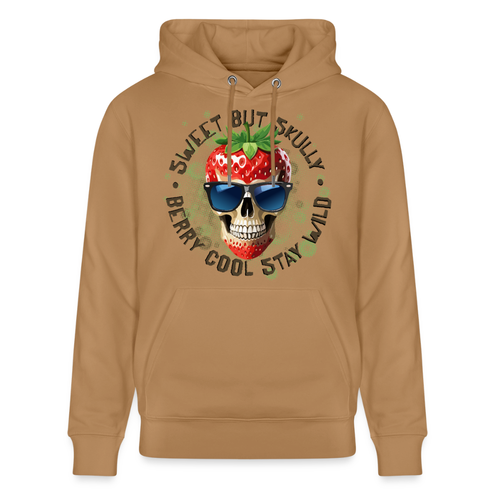 Strawberry Skull Design – Unisex Bio-Hoodie - Karamell 