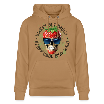 Strawberry Skull Design – Unisex Bio-Hoodie - Karamell 