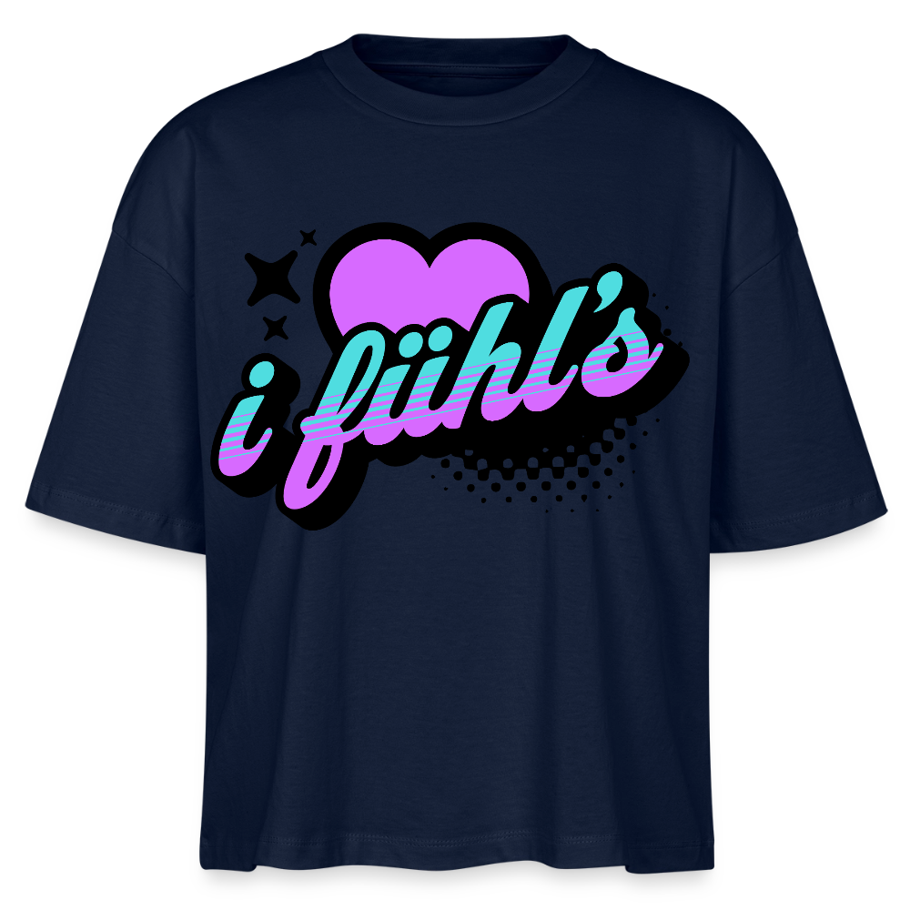 i fühl‘s Design – Frauen Boxy Bio-T-Shirt - Navy