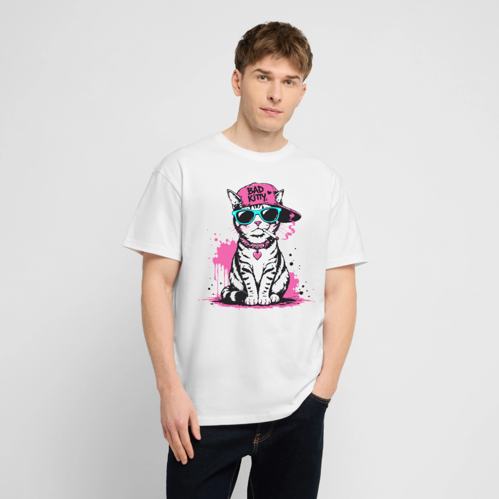 Bad Kitty Design – Oversized Unisex Bio T-Shirt - Weiß