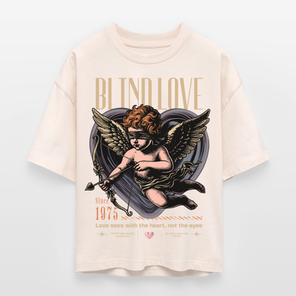 Blind Love Design – Frauen Boxy Bio-T-Shirt - Natur