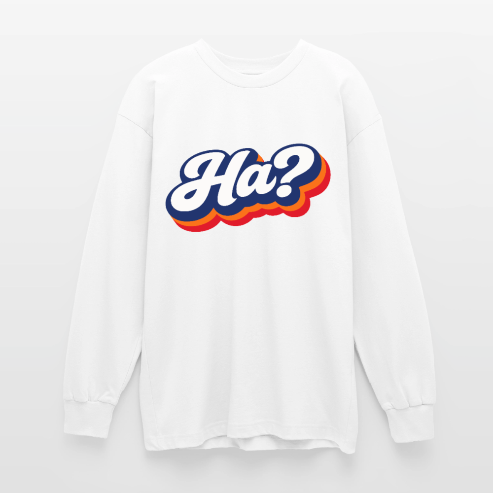 Ha? Design – Oversized Langarmshirt - Weiß