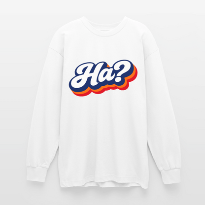 Ha? Design – Oversized Langarmshirt - Weiß