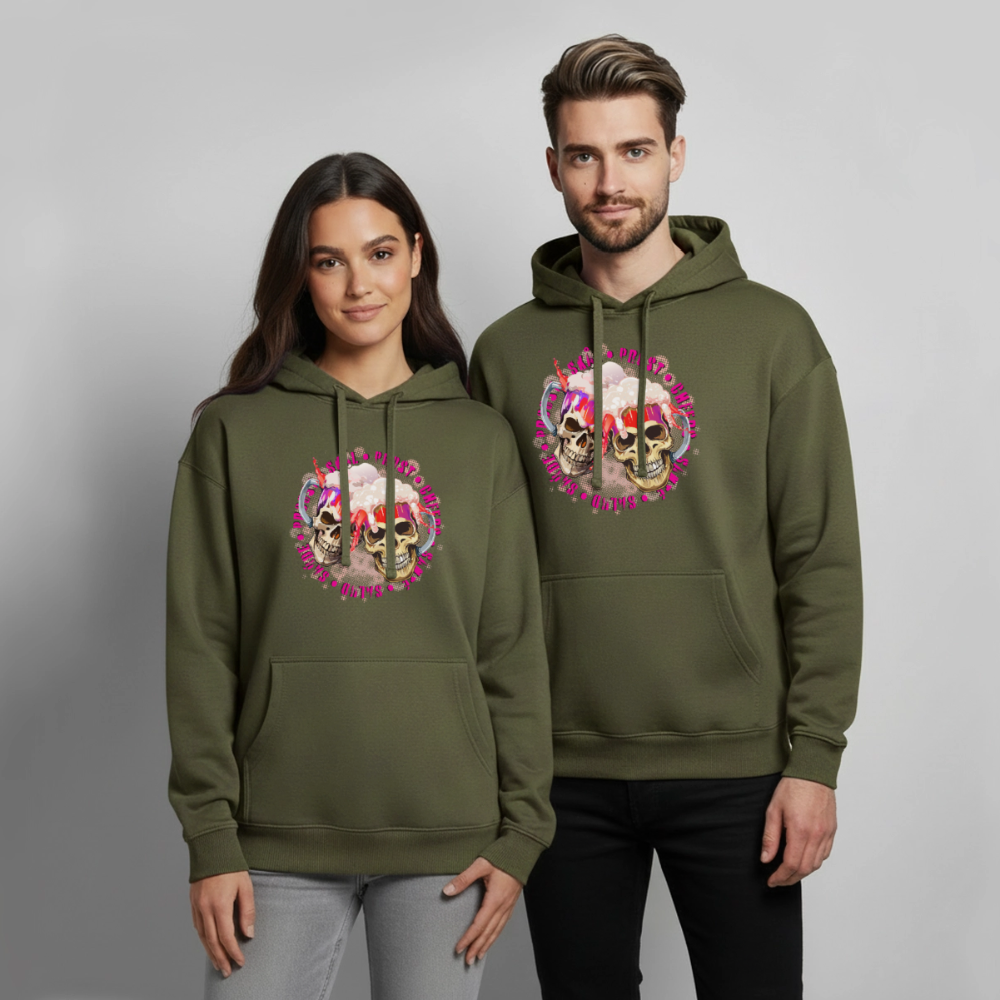 Party Skull Design Pink – Oversized Unisex Hoodie - Khaki