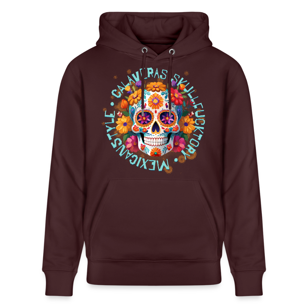 Sugar Skull Blumen Design – Unisex Bio-Hoodie - Maroon