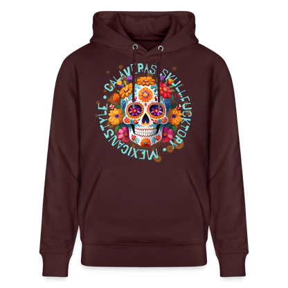 Sugar Skull Blumen Design – Unisex Bio-Hoodie - Maroon