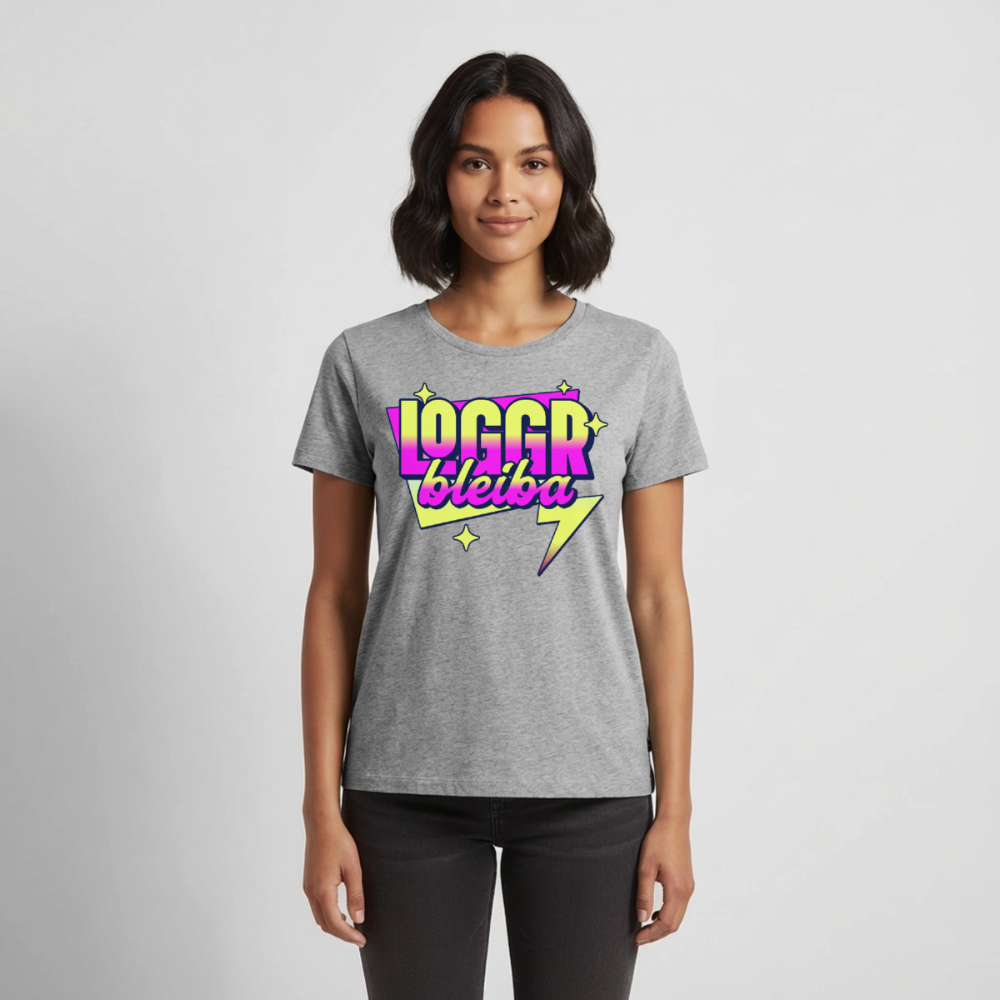 Logo bleibt Design – Frauen Premium T-Shirt - Grau meliert