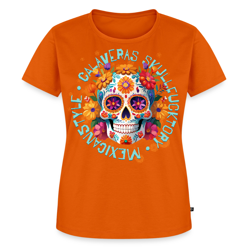 Sugar Skull Blumen Design – Frauen Premium T-Shirt - Orange 