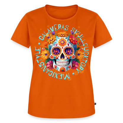 Sugar Skull Blumen Design – Frauen Premium T-Shirt - Orange 