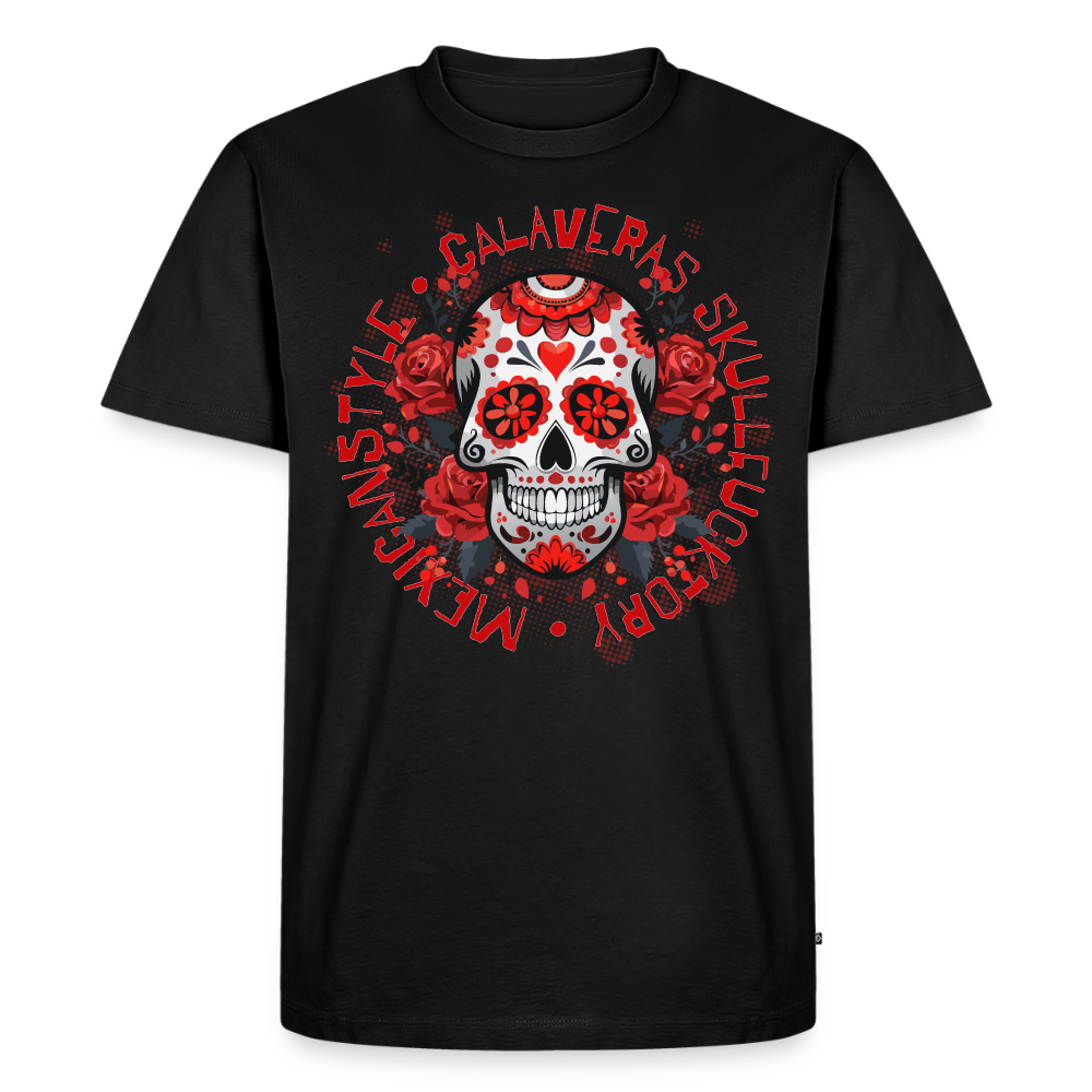 Sugar Skull Rosen Design - Männer Premium T-Shirt - Schwarz
