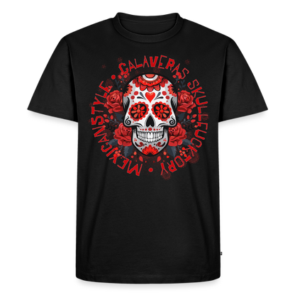 Sugar Skull Rosen Design - Männer Premium T-Shirt - Schwarz