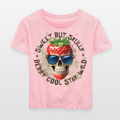 Strawberry Skull Design – Rundhals Frauen Bio-T-Shirt - Hellrosa
