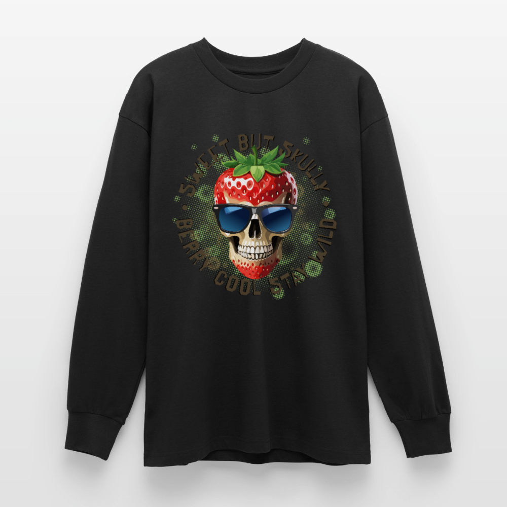 Strawberry Skull Design – Oversized Langarmshirt - Schwarz
