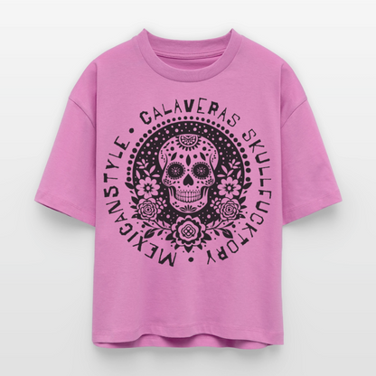 Sugar Skull Black Design – Frauen Boxy Bio-T-Shirt - Pink