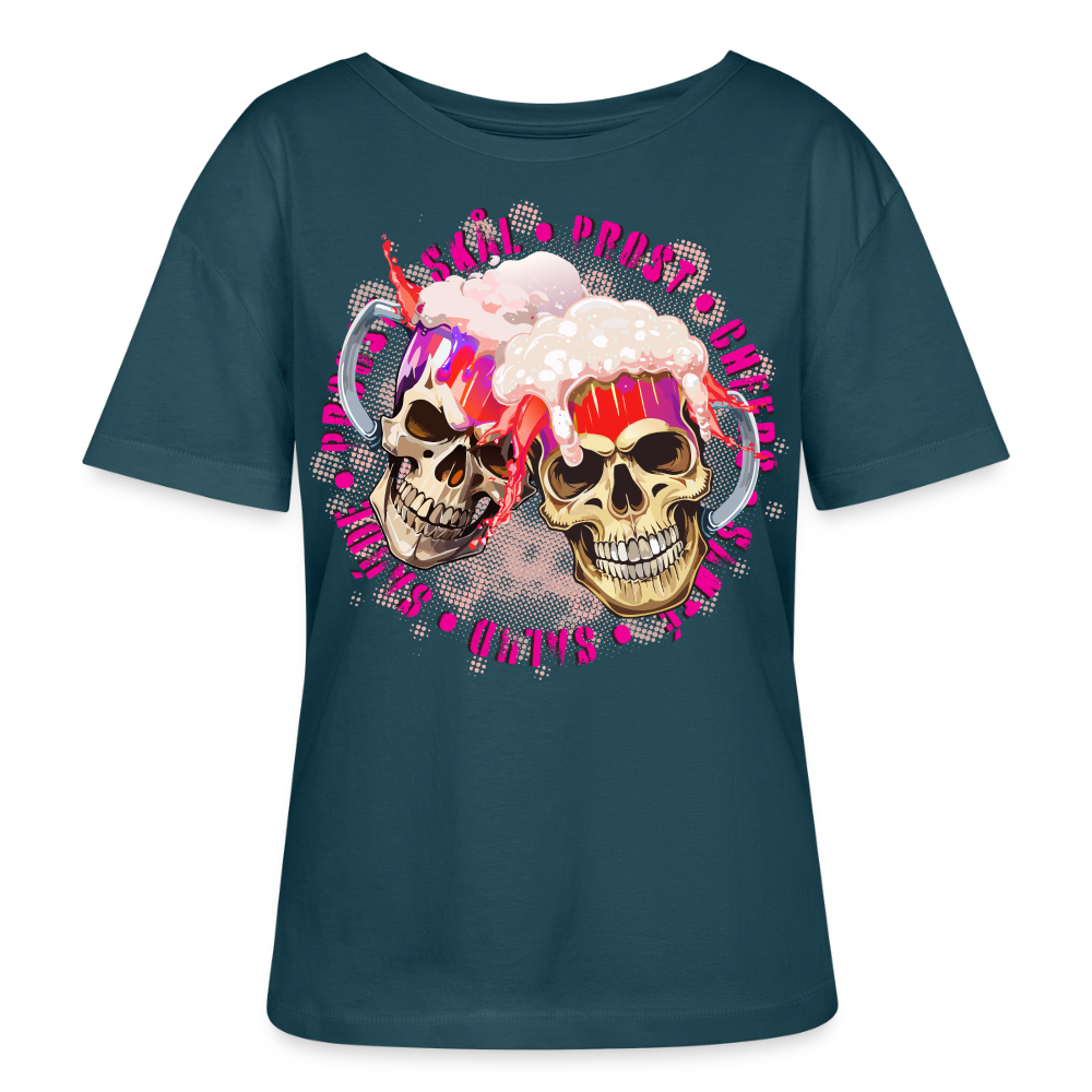 Party Skull Design Pink – Rundhals Frauen Bio-T-Shirt - Dunkles Petrol
