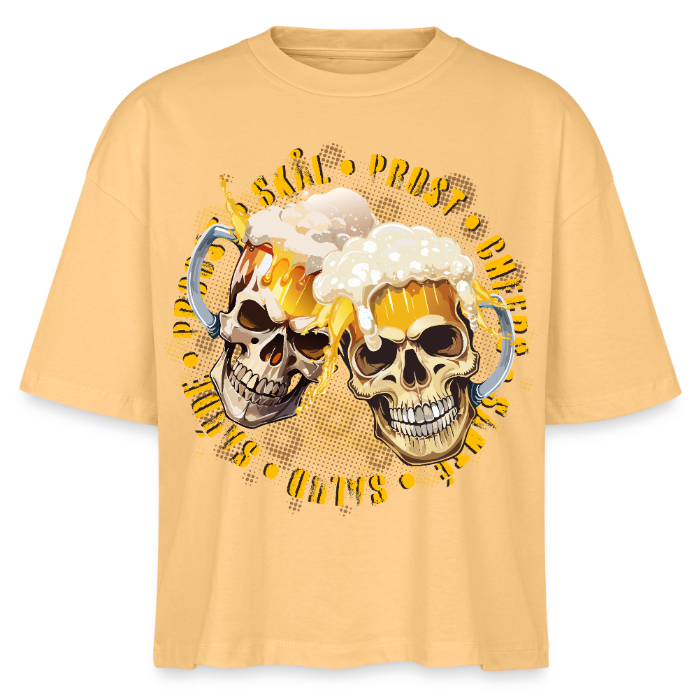 Party Skull Design – Frauen Boxy Bio-T-Shirt - Mispel