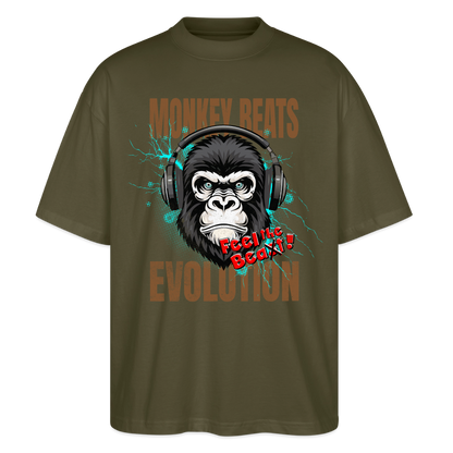 Monkey Beats Design – Oversized Unisex Bio T-Shirt - Khaki