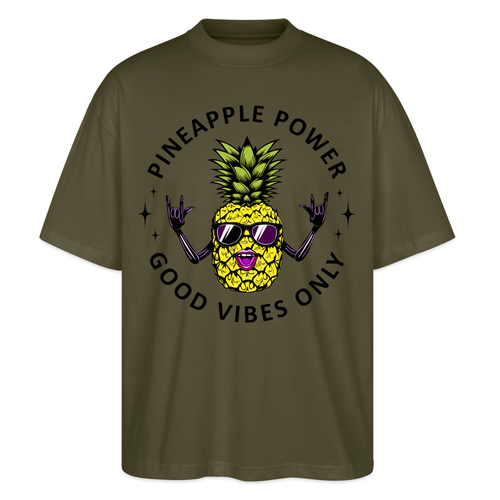 Pineapple Power Design – Oversized Unisex Bio T-Shirt - Khaki