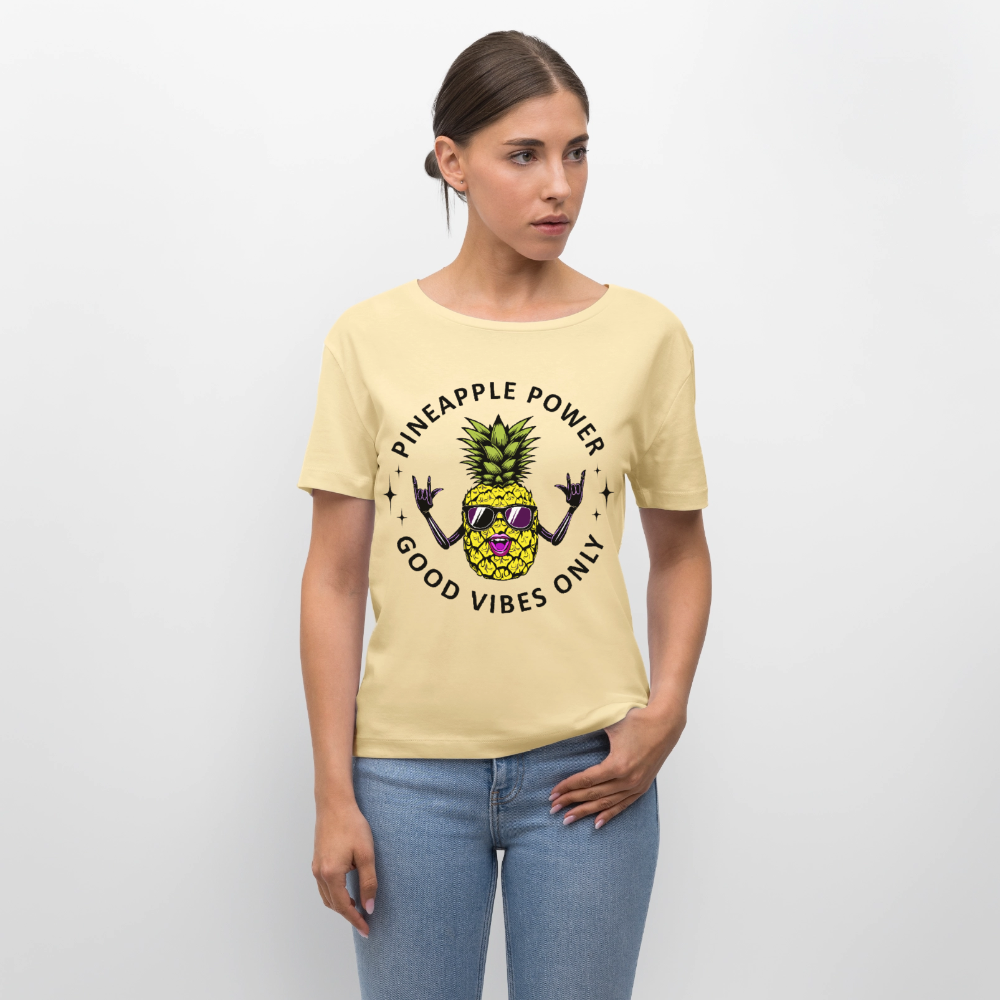Pineapple Power Design – Rundhals Frauen Bio-T-Shirt - Creme