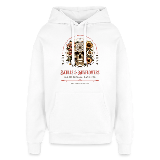 Skulls & Sunflowers Design – Oversized Unisex Hoodie - Weiß