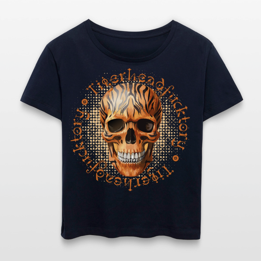 Tiger Skull Design – Rundhals Frauen Bio-T-Shirt - Navy