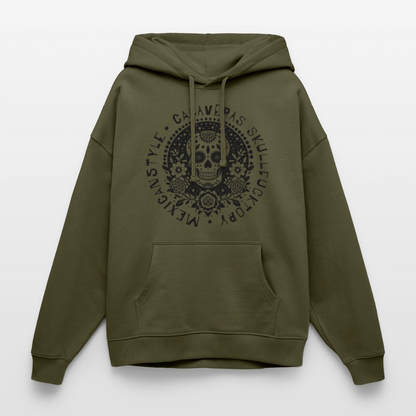 Sugar Skull Black Design - Oversized Unisex Hoodie - Khaki