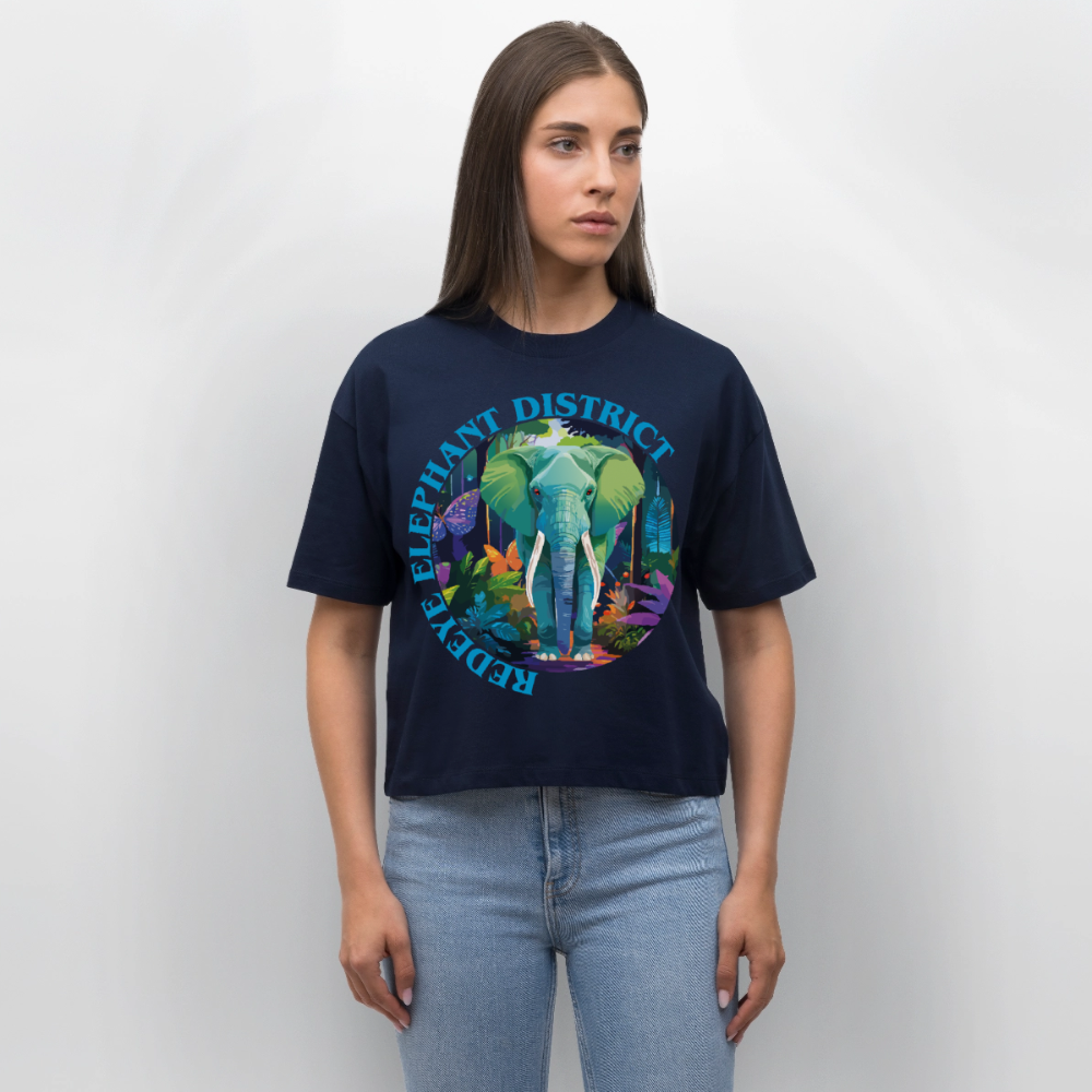 Elephant Design – Frauen Boxy Bio-T-Shirt - Navy