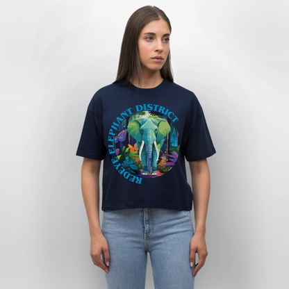 Elephant Design – Frauen Boxy Bio-T-Shirt - Navy