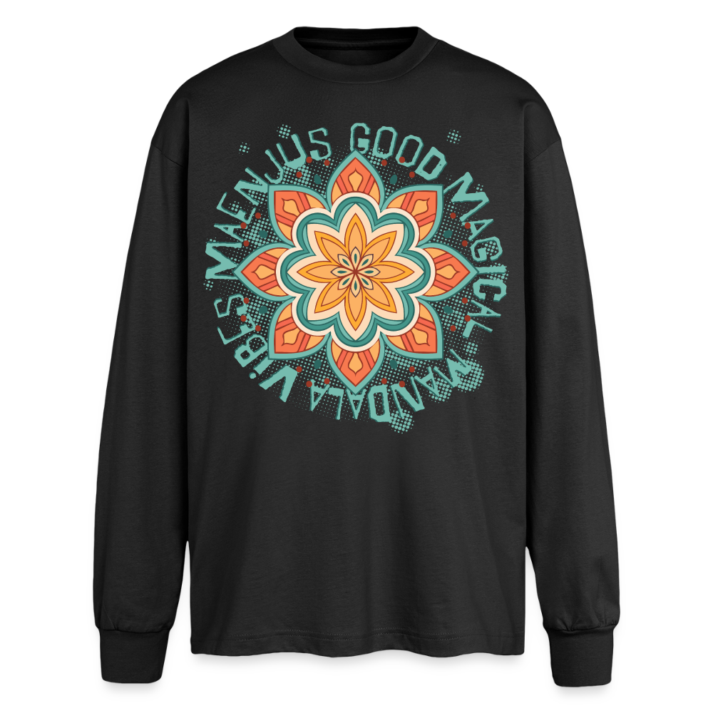 Mandala Türkis Design – Oversized Langarmshirt - Schwarz