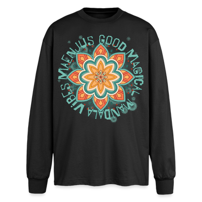 Mandala Türkis Design – Oversized Langarmshirt - Schwarz