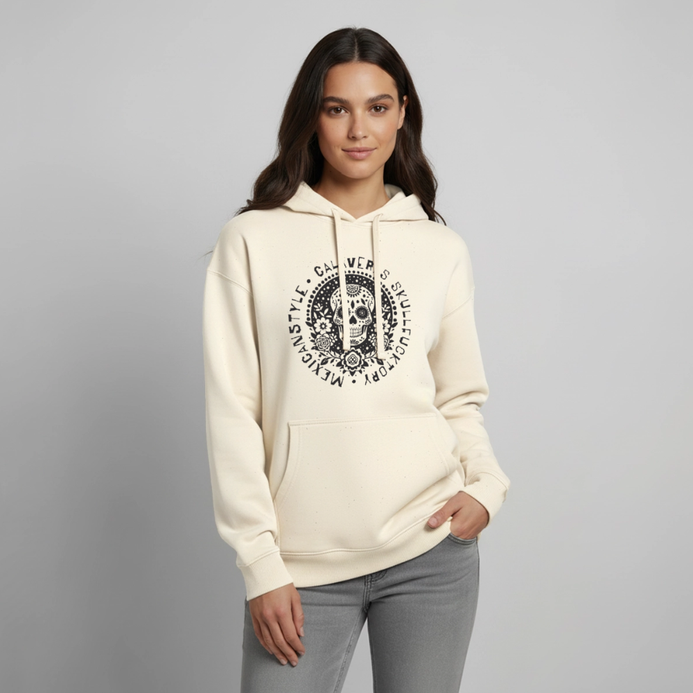 Sugar Skull Black Design - Oversized Unisex Hoodie - Natur