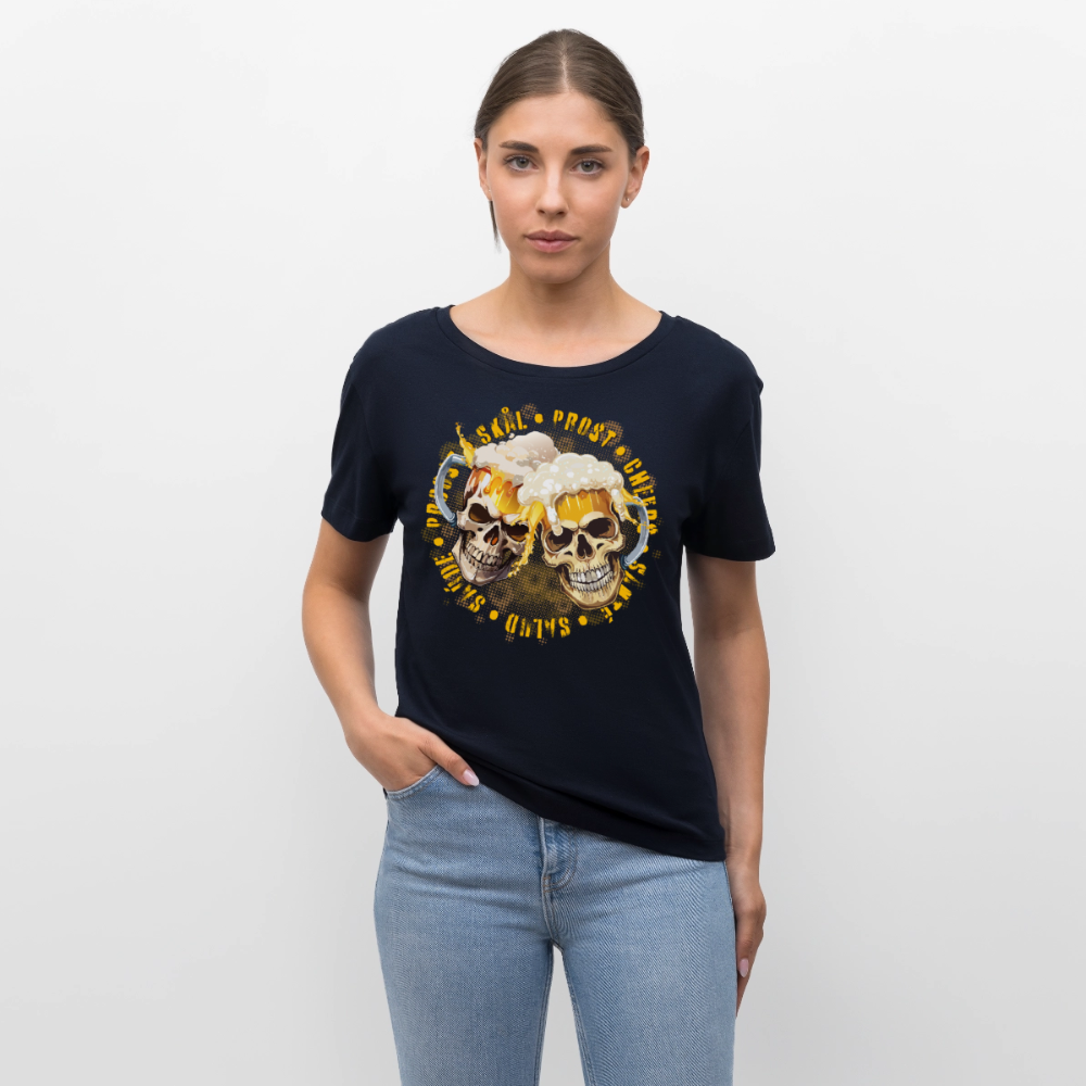 Party Skull Design – Rundhals Frauen Bio-T-Shirt - Navy