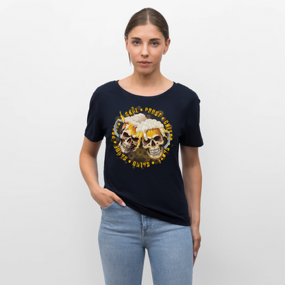 Party Skull Design – Rundhals Frauen Bio-T-Shirt - Navy