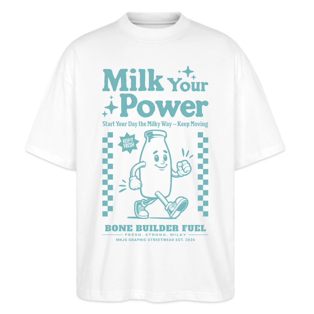 Milk Your Power Design – Oversized Unisex Bio T-Shirt - Weiß