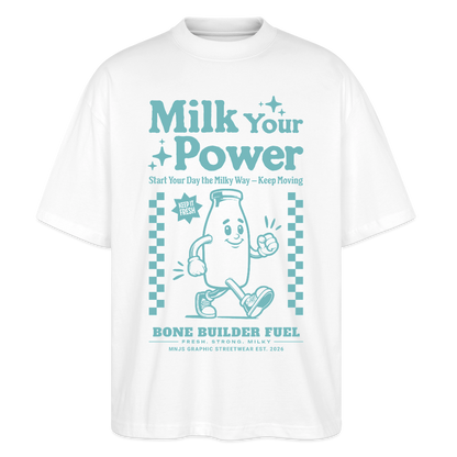 Milk Your Power Design – Oversized Unisex Bio T-Shirt - Weiß