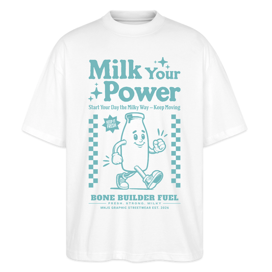 Milk Your Power Design – Oversized Unisex Bio T-Shirt - Weiß