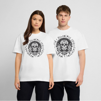 Sugar Skull Black Design - Oversized Unisex Bio T-Shirt - Weiß