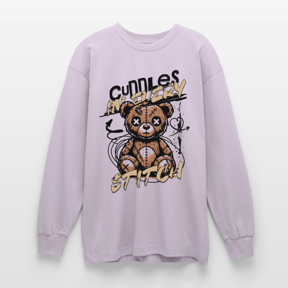 Bear Design – Oversized Langarmshirt - verblasstes Lila