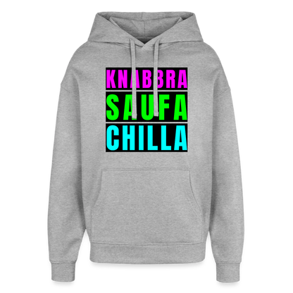 Knabbra Saufa Chilla – Oversized Unisex Hoodie - Grau meliert